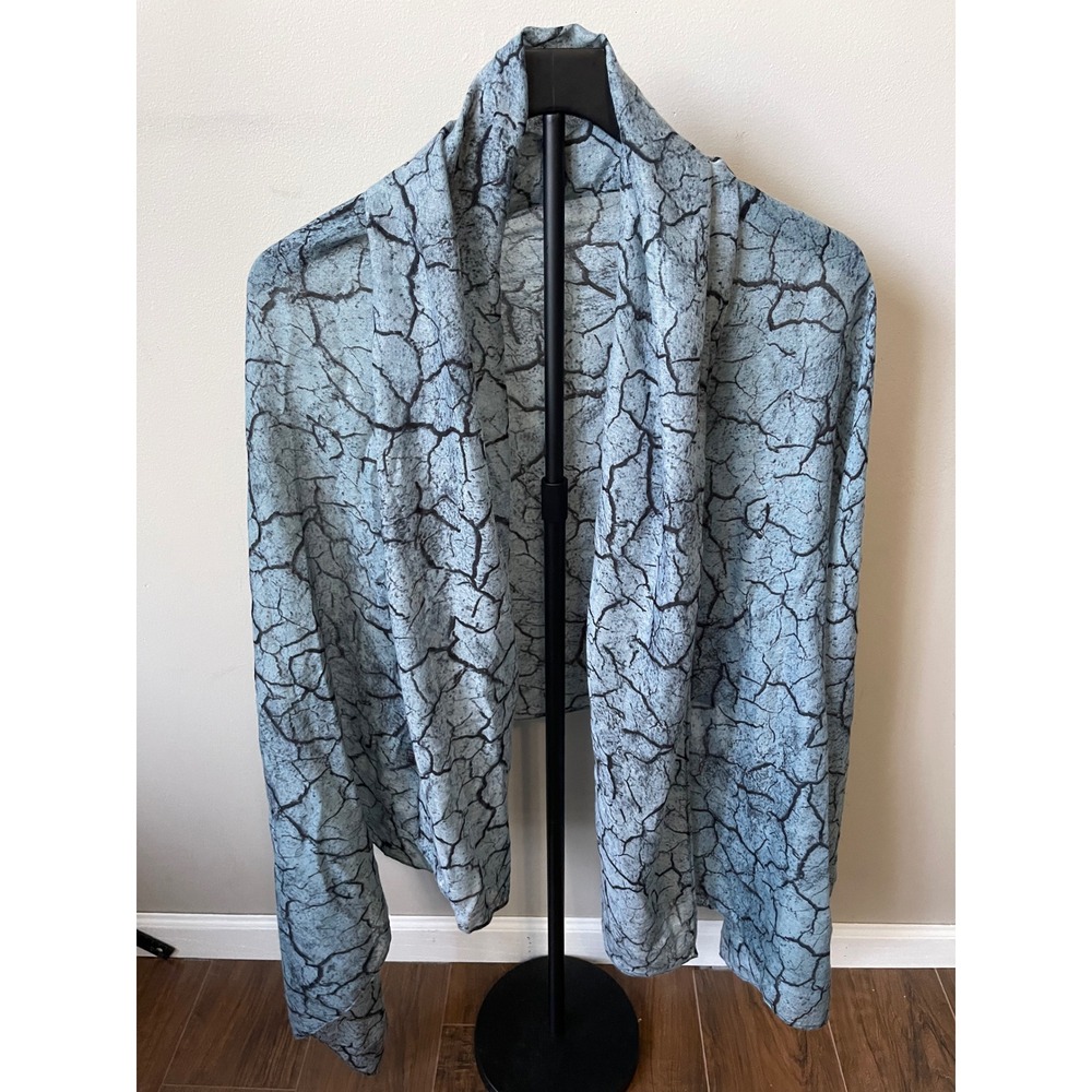 Blue‎ Black Cracked Earth Print Viscose Scarf Lightweight Wrap Shawl 70x35